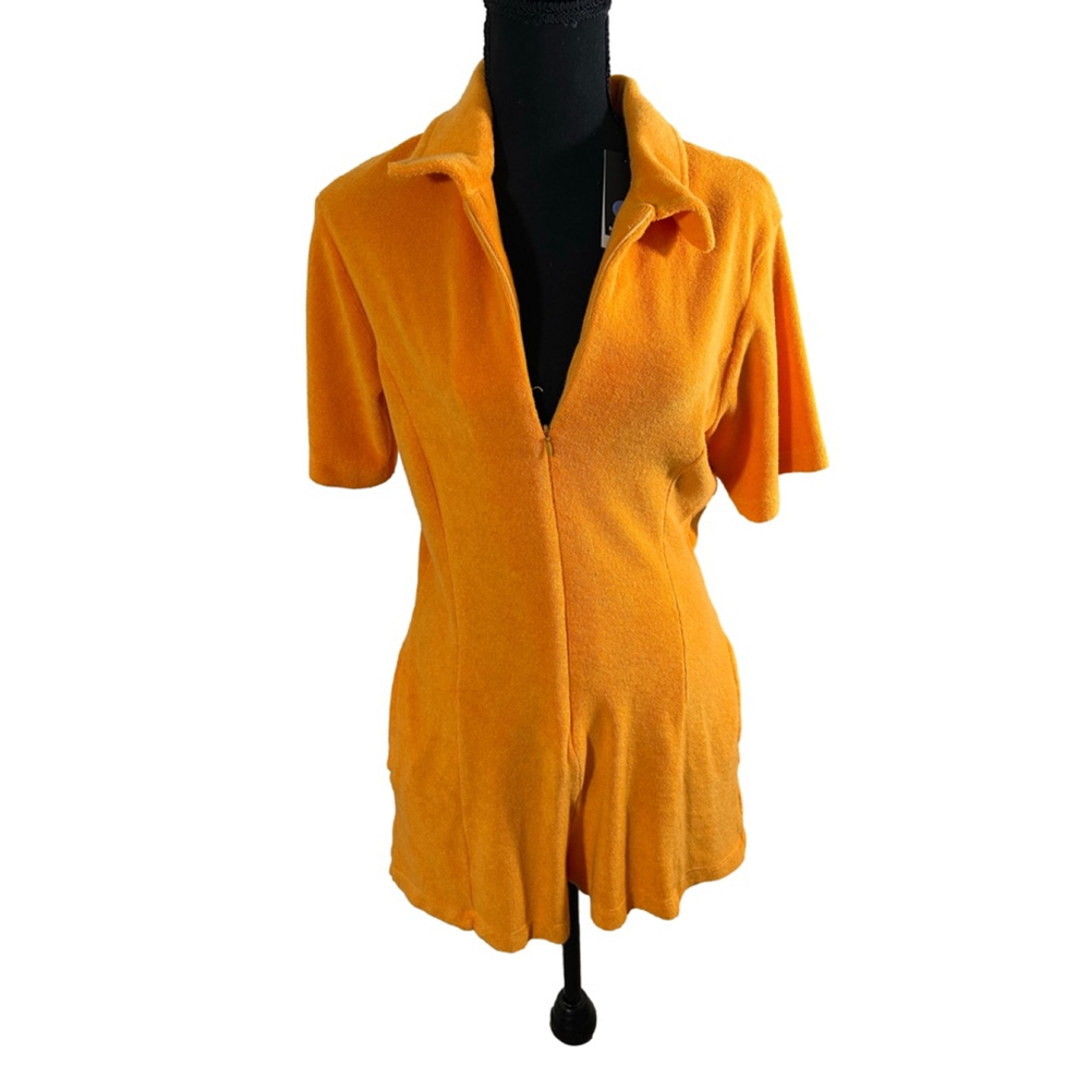 Monrow’s Women’s Orange Terry Cloth Romper, Size Small